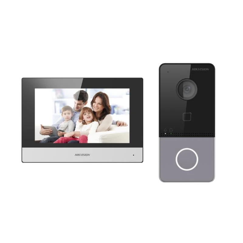 Zestaw wideodomofonu IP Hikvision DS-KIS603-P: panel bramowy i monitor 7 cali